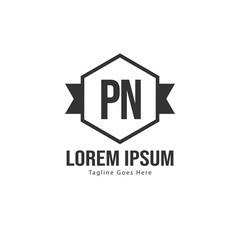Initial PN logo template with modern frame. Minimalist PN letter logo vector illustration
