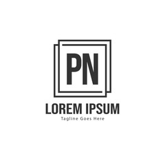 Initial PN logo template with modern frame. Minimalist PN letter logo vector illustration