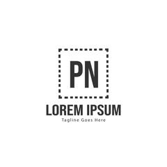 Initial PN logo template with modern frame. Minimalist PN letter logo vector illustration