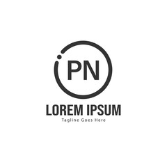Initial PN logo template with modern frame. Minimalist PN letter logo vector illustration