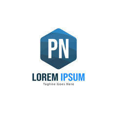 Initial PN logo template with modern frame. Minimalist PN letter logo vector illustration