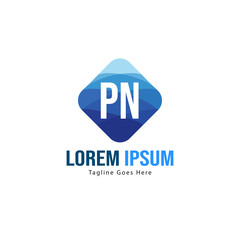 Initial PN logo template with modern frame. Minimalist PN letter logo vector illustration