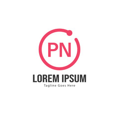 Initial PN logo template with modern frame. Minimalist PN letter logo vector illustration