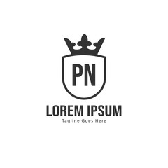 Initial PN logo template with modern frame. Minimalist PN letter logo vector illustration