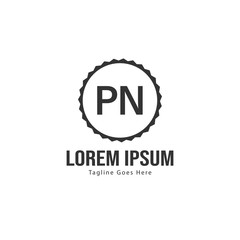 Initial PN logo template with modern frame. Minimalist PN letter logo vector illustration
