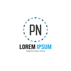 Initial PN logo template with modern frame. Minimalist PN letter logo vector illustration