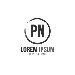 Initial PN logo template with modern frame. Minimalist PN letter logo vector illustration