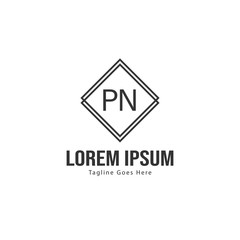 Initial PN logo template with modern frame. Minimalist PN letter logo vector illustration