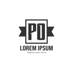 Initial PO logo template with modern frame. Minimalist PO letter logo vector illustration