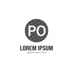 Initial PO logo template with modern frame. Minimalist PO letter logo vector illustration