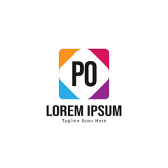Initial PO logo template with modern frame. Minimalist PO letter logo vector illustration