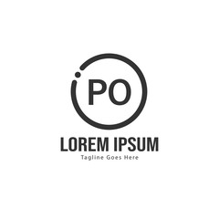 Initial PO logo template with modern frame. Minimalist PO letter logo vector illustration