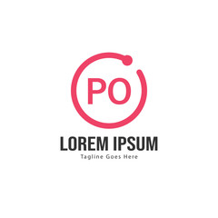 Fototapeta premium Initial PO logo template with modern frame. Minimalist PO letter logo vector illustration