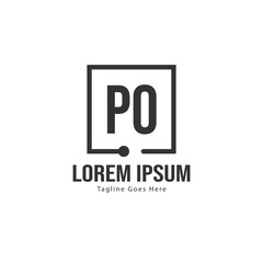 Initial PO logo template with modern frame. Minimalist PO letter logo vector illustration