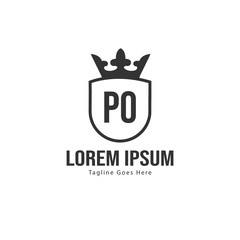 Initial PO logo template with modern frame. Minimalist PO letter logo vector illustration