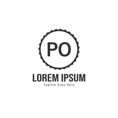 Initial PO logo template with modern frame. Minimalist PO letter logo vector illustration