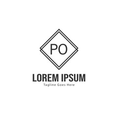 Initial PO logo template with modern frame. Minimalist PO letter logo vector illustration