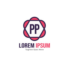 Initial PP logo template with modern frame. Minimalist PP letter logo vector illustration