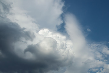 White curly clouds storm clouds with a whirlwind