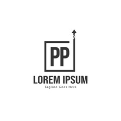 Initial PP logo template with modern frame. Minimalist PP letter logo vector illustration