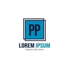 Initial PP logo template with modern frame. Minimalist PP letter logo vector illustration