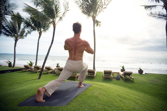 Man In Yoga Pose Outdoor