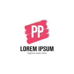 Initial PP logo template with modern frame. Minimalist PP letter logo vector illustration