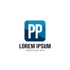 Initial PP logo template with modern frame. Minimalist PP letter logo vector illustration