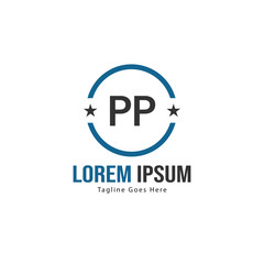 Initial PP logo template with modern frame. Minimalist PP letter logo vector illustration