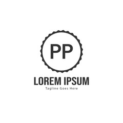 Initial PP logo template with modern frame. Minimalist PP letter logo vector illustration