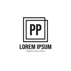 Initial PP logo template with modern frame. Minimalist PP letter logo vector illustration