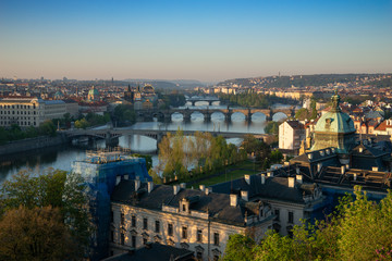 Obraz premium View over the River Vltava and Bridges of Prague
