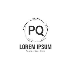 Initial PQ logo template with modern frame. Minimalist PQ letter logo vector illustration
