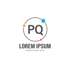 Initial PQ logo template with modern frame. Minimalist PQ letter logo vector illustration