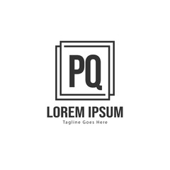 Initial PQ logo template with modern frame. Minimalist PQ letter logo vector illustration