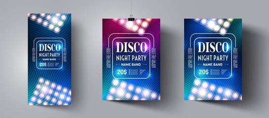 Poster and flyer template for night disco party. Invitations to events,show,concert.Layout design banner for music dance club. Backdrop design.Modern abstract background.Vector illustration