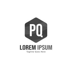 Initial PQ logo template with modern frame. Minimalist PQ letter logo vector illustration