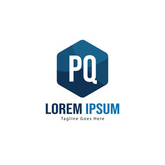 Initial PQ logo template with modern frame. Minimalist PQ letter logo vector illustration