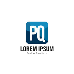 Initial PQ logo template with modern frame. Minimalist PQ letter logo vector illustration