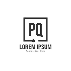 Initial PQ logo template with modern frame. Minimalist PQ letter logo vector illustration