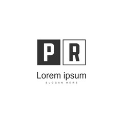 Initial PR logo template with modern frame. Minimalist PR letter logo vector illustration