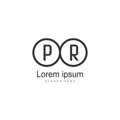 Initial PR logo template with modern frame. Minimalist PR letter logo vector illustration