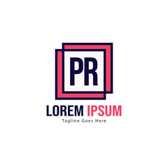 Fototapeta premium Initial PR logo template with modern frame. Minimalist PR letter logo vector illustration