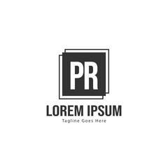 Initial PR logo template with modern frame. Minimalist PR letter logo vector illustration