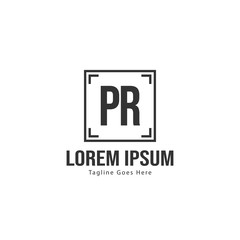 Initial PR logo template with modern frame. Minimalist PR letter logo vector illustration