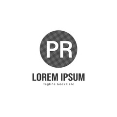 Initial PR logo template with modern frame. Minimalist PR letter logo vector illustration