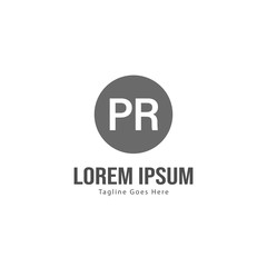 Initial PR logo template with modern frame. Minimalist PR letter logo vector illustration