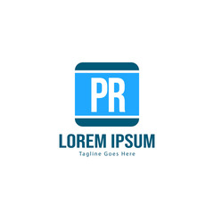 Initial PR logo template with modern frame. Minimalist PR letter logo vector illustration