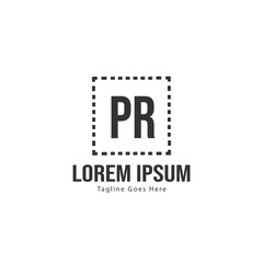 Initial PR logo template with modern frame. Minimalist PR letter logo vector illustration