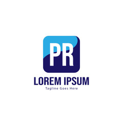 Initial PR logo template with modern frame. Minimalist PR letter logo vector illustration